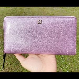 SALE‼️ Kate spade lilac glitter zip around wallet